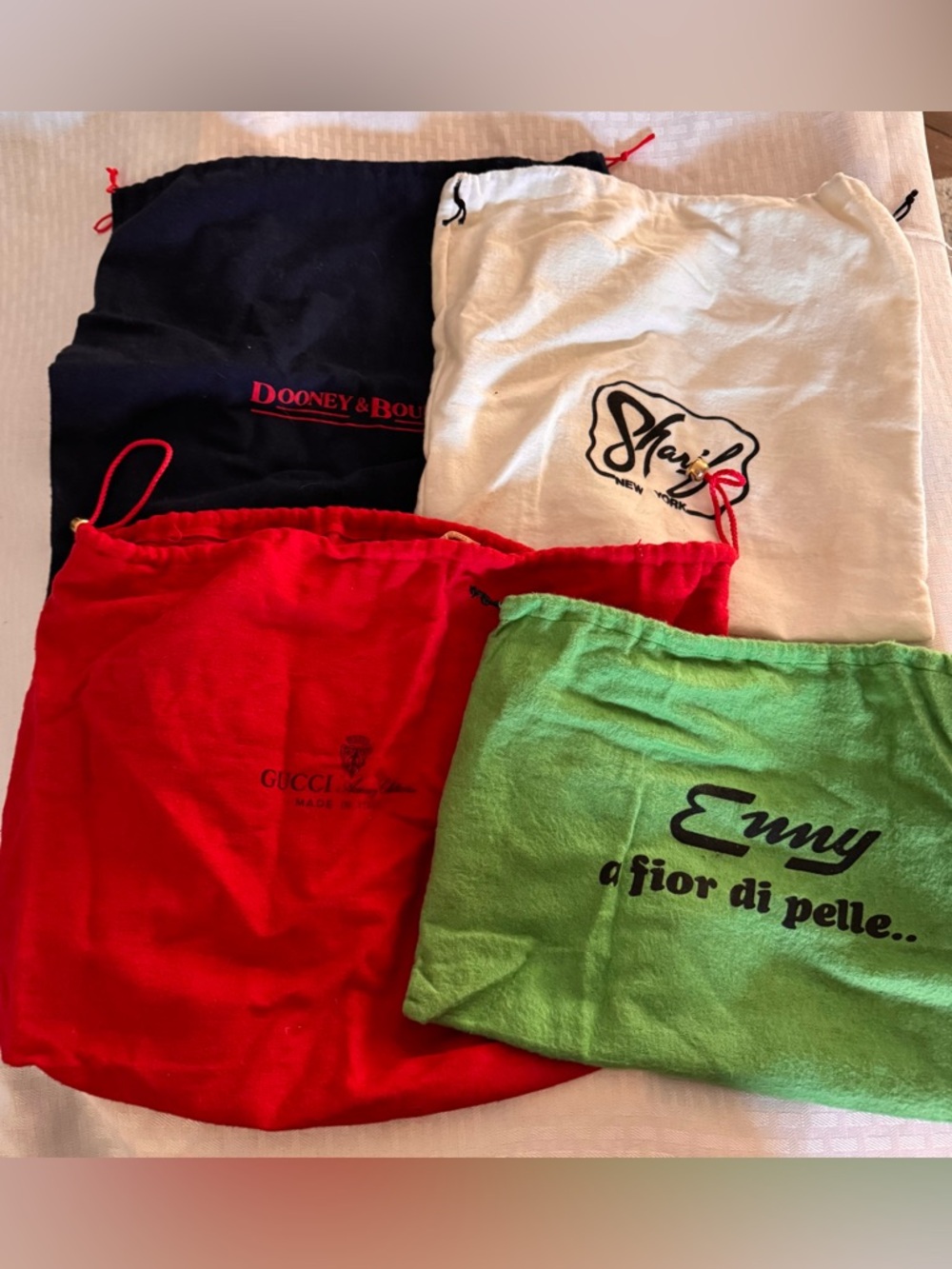 Set of 4 vintage dustbags Gucci dooney & bourke sharif enny